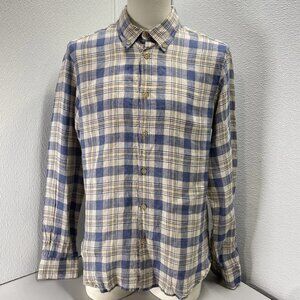 Borgo28 Men’s Pure Linen Button-Down Sport Shirt – Blue Check